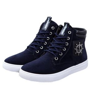 New Men Suede High Top Fashion Breathable Causal Flat Lace Up Sport Shoes