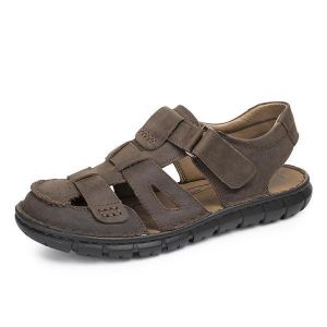 נעלולי פלא נעלי גברים Mens Summer Beach Sandals Magic Stick Adjustment Breathable Shoes Leather Shoes