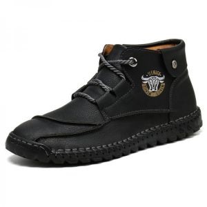 נעלולי פלא נעלי גברים Menico Men Microfiber Leather Hand Stitching Casual Business Ankle Boots