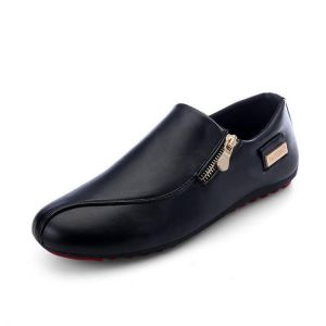 נעלולי פלא נעלי גברים Men Breathable Zipper Slip on Non Slip Casual Flats Shoes