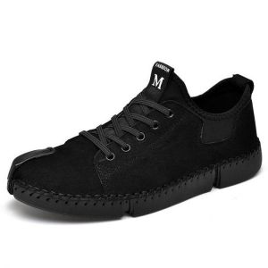 נעלולי פלא נעלי גברים Men Cowhide Spicing Anti-Collision Toe Cap Casual Daily Flats