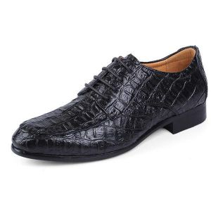 נעלולי פלא נעלי גברים Large Size  Men Lace Up Leather Oxfords Pointed Toe Formal Shoes