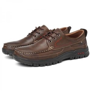 נעלולי פלא נעלי גברים Men Soft Pure Color Leather Casual Business Office Oxfords