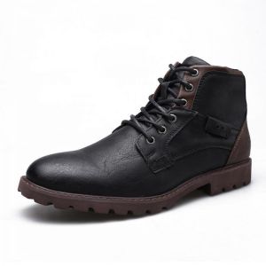 נעלולי פלא נעלי גברים Men Vintage Non-Slip Wear Resistant Casual Soft Leather Ankle Boots