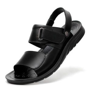 נעלולי פלא נעלי גברים Men Comfy Genuine Leather Open Toe Sandals Slippers Two Way Wear Shoes