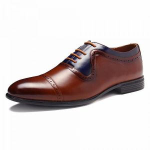 נעלולי פלא נעלי גברים Menico Men Brogue Carved Spicing Leather Pointed Toe Business Oxfords