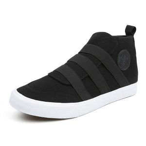 נעלולי פלא נעלי גברים Men Casual Slip On Canvas Elastic Band High Top Sneakers