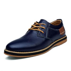 נעלולי פלא נעלי גברים Men Genuine Leather British Style Comfy Lace Up Business Oxfords Casual Shoes