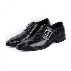 נעלולי פלא נעלי גברים Men Soft Crocodile Pattern Business Casual Leather Oxfords