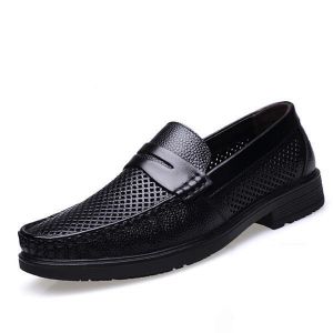 נעלולי פלא נעלי גברים Men Breathable Hollow Outs Genuine Leather Oxfords Business Shoes