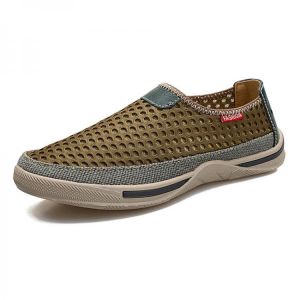נעלולי פלא נעלי גברים Men Comfy Wear Resistance Sole Breathable Mesh Loafers Slip On Flats