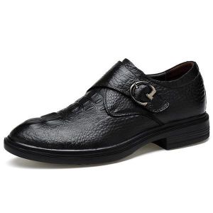 נעלולי פלא נעלי גברים Men Large Size Cow Leather Hook Loop Business Formal Shoes