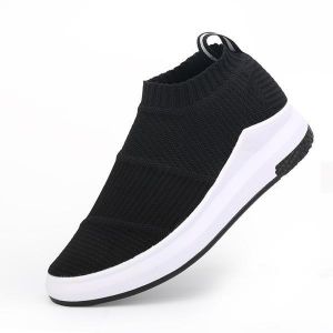 נעלולי פלא נעלי גברים Women Weave Stripe High Top Platform Casual Breathable Sport Shoes
