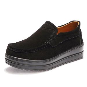 נעלולי פלא נעלי נשים Women Wedge Heel Platforms Casual Suede Round Toe Shoes