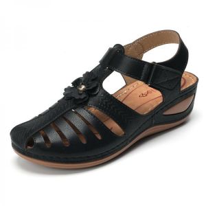 נעלולי פלא נעלי נשים Lostisy Comfy Floral Roman Closed Toe Sandals For Women