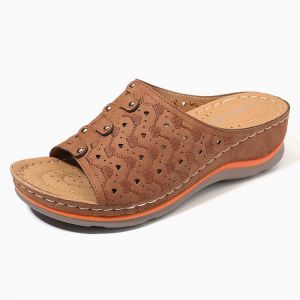 נעלולי פלא נעלי נשים LOSTISY Hollow Out Pattern Lightweight Soft Casual Wedge Sandals