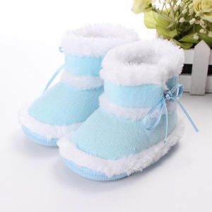 נעלולי פלא נעלי תינוקות Toddler Baby Rabbit Shoes Cotton Flanging Leopard Velvet Boots