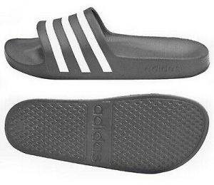 Adidas Men Adilette Aqua Slipper Gray Shoes Slide Flip-Flops  Sandales F35538