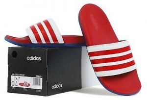 Adidas Men ADILETTE Comfort Slipper Red Blue Shoes Slide Casual Sandals EG1853