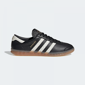 adidas Mens Originals Hamburg Shoes Premium Leather Black Trainers