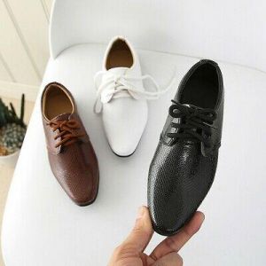 Toddler Kids Baby Boys Children Brown Brogue Shoes Formal Smart Lace Up Wedding