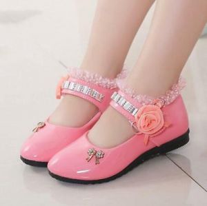 Sweet Princess Girls Kids Lace Glitter Wedding Flower girl Shoes Flats 16 Sizes
