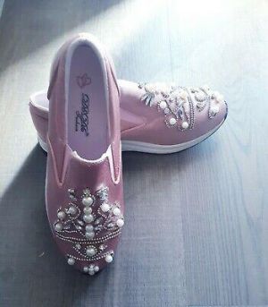 Ladies Pink Pearly Embellished Sneakers, size 8