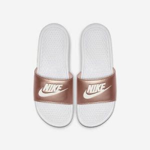 Nike WMNS Benassi JDI [343881-108] Women Sandals Slides White/Metallic Bronze