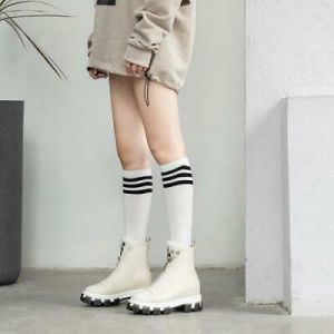 נעלולי פלא מגפיים Fashion Women&#039;s Round Toe Leather Leather Ankle Boots Zipper Rivet Shoes S5695