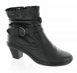 נעלולי פלא מגפיים Black Side Zip Buckle Fashion Casual Formal Smart Womens Boots Shoes UK 3-8