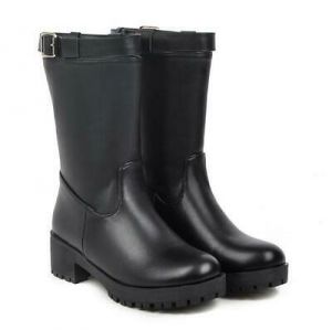 Women Strappy Back Zipper Chunky Heel Round Toe Ankle/Mid Calf Boots Size 34-43