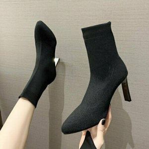 נעלולי פלא מגפיים Fashion women&#039;s boots mid-tube boots stretch fabric elastic high heels sexy