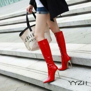 Sexy Womens Fashion Zipper Knee High Boots Stiletto High Heels Pointed Toe Shoes