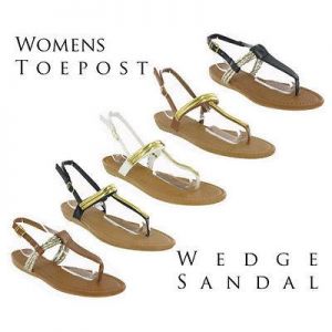 Toepost Small Wedge Flip Flop Buckle Summer Womens Strappy Sandals UK3-9
