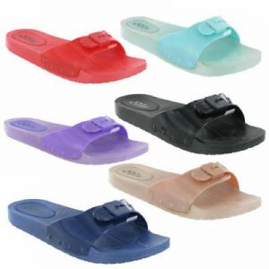 Jelly Slides Beach Summer Flat Womens Girls Sandals Slip On Buckle Shoes UK 3-8