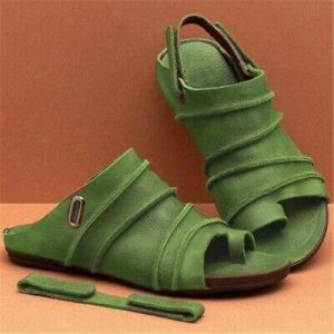 Women&#039;s Peep Toe Creeper Flats Leisure Roman Hook&Loop Sandals Slingbacks Shoes