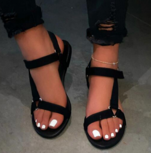 נעלולי פלא נעלי בית וסנדלים Freizeit Damensandalen Open Toe Riemen Schlupf Farbblock 38-42 Flach Sommer B