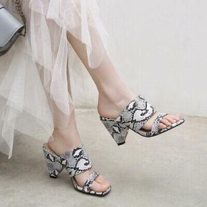 NEW Slipper Shoes Womens Sandals Summer Pumps Snakeskin Sexy Open Toe Night Club