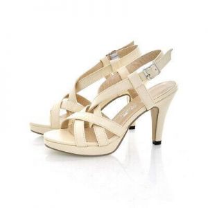 נעלולי פלא נעלי בית וסנדלים Women/Ladies Cross Strap Buckle High Heels Sandals Slingbacks Causal Dress Shoes
