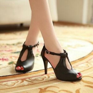 נעלולי פלא נעלי עקב Ladies Sexy High Heels Stilettos Sandals Ankle Buckle Peep Toe Pumps Party Shoes