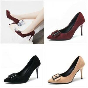 נעלולי פלא נעלי עקב Fashion Womens High Heels Pumps Pointed Toe Casual Buckle Decor Shoes Size 4.5-8