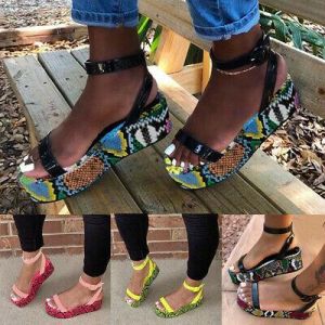 נעלולי פלא נעלי עקב Fashion Women Summer Platform Sandals Buckle Strap Casual Open Toe Shoes