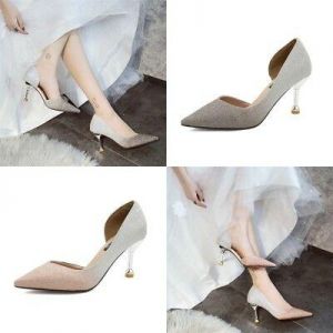 נעלולי פלא נעלי עקב Fashion Women Ladies Sequins High Heels Wedding Pumps Pointed Toe Bridal Shoes