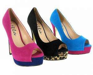 נעלולי פלא נעלי עקב Ella High Heels Platform Party Court Womens Peep Toe Shoes Size 3-8