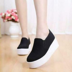 נעלולי פלא נעלי עקב Womens Hidden Heels Platform Slip On loafers Athletic Sneakers Shoes Creeper NEW