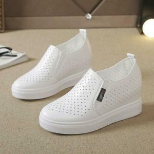 fashion Women&#039;s breathable slip on Platform Wedge High Heels Casual Chunky Shoes