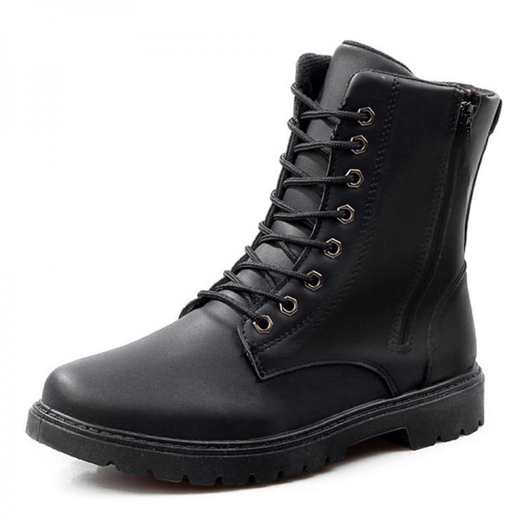 נעלולי פלא נעלי גברים Men Comfy Side Zipper Microfiber Leather Mid Calf Boots