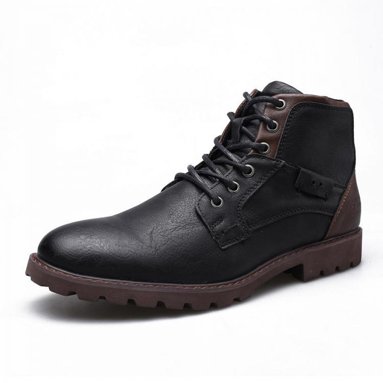נעלולי פלא נעלי גברים Men Vintage Non-Slip Wear Resistant Casual Soft Leather Ankle Boots