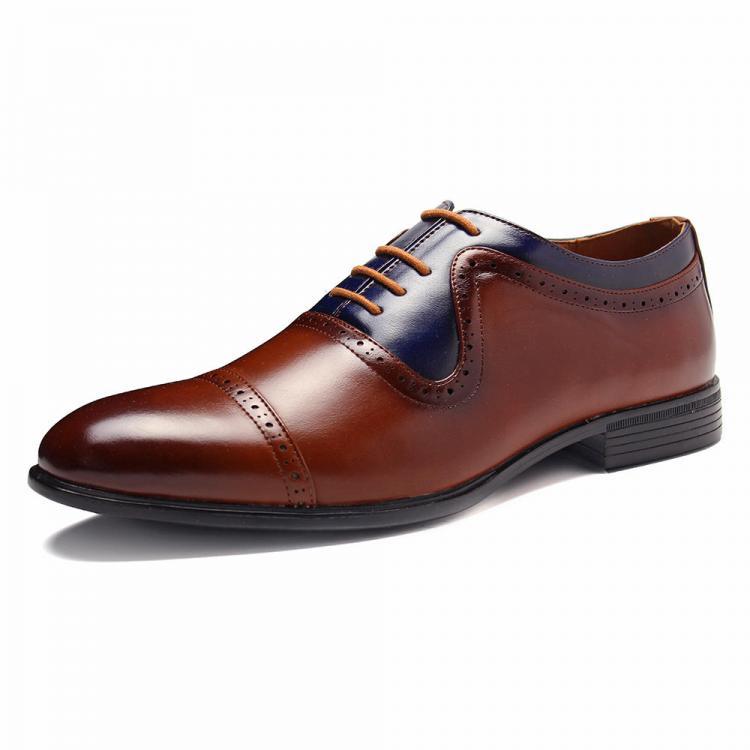 נעלולי פלא נעלי גברים Menico Men Brogue Carved Spicing Leather Pointed Toe Business Oxfords