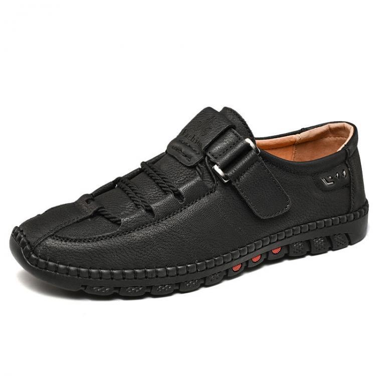 נעלולי פלא נעלי גברים Men Hand Stitching Microfiber Leather Comfy Lace Up Hook&amp;Loop Casual Oxfords